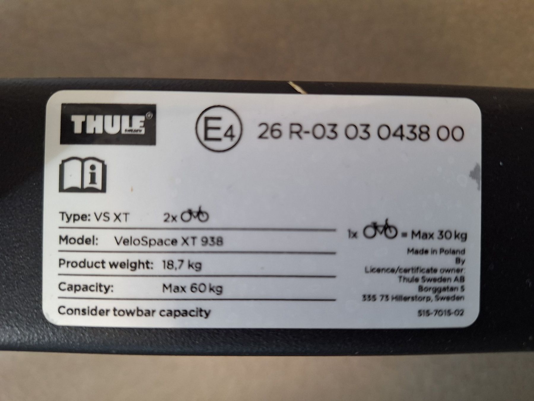 Thule Rimorchi: Thule Velospace XT 938 – Usato da Solothurn venduto da GysinSolothurn 4