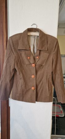Brauner Blazer, Made in Italy, Viskose Leinen, ca Gr. 38