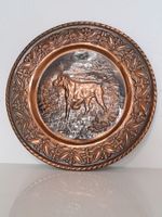 30cm Jagdhund Vintage Wandteller Kupfer Jagd