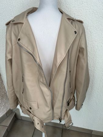 NEU mit Ettiket Oversized Kunstlederjacke Beige S/M