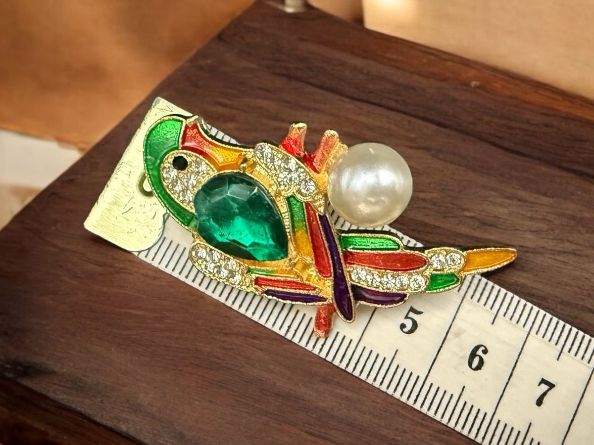 Spille & Fermagli: Bunte Perle Kristalle Papagei Brosche – Usato da Lamone venduto da LaCantinaMagica 8