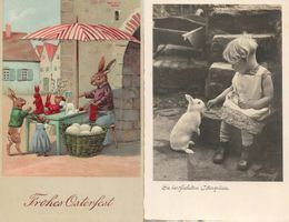 Ostern fröhliche Ostern 2 AK Hasen Kind  ab 1914 Motiv sehr