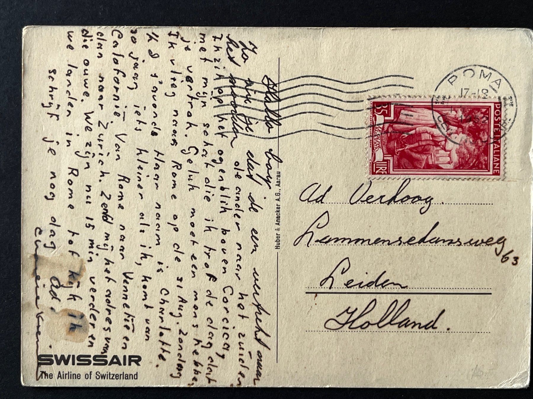 Cartoline postali: Swissair DC-4 Postkarte Ansichtskarte 1952 – Usato da Lausen venduto da Runway28 1