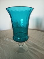 Glasvase in Blau mit Struktur gebrauchter Zustand