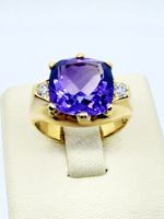 750/18 Karat Gold Ring mit Amethyst und Brillanten
