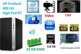 CAD PC HP 400 G4 i7 K2200 32GB 512GB 2TB