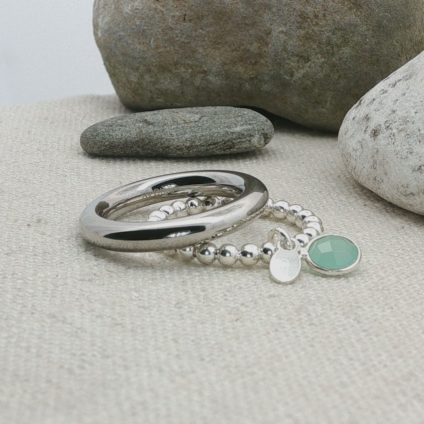 Olga Ribler Anelli: Edelstahl & Silber Chalzedone Ring SET Ringgrösse 60 – Nuovo (secondo la descrizione) da Luzern venduto da Schmuckoutlet 6