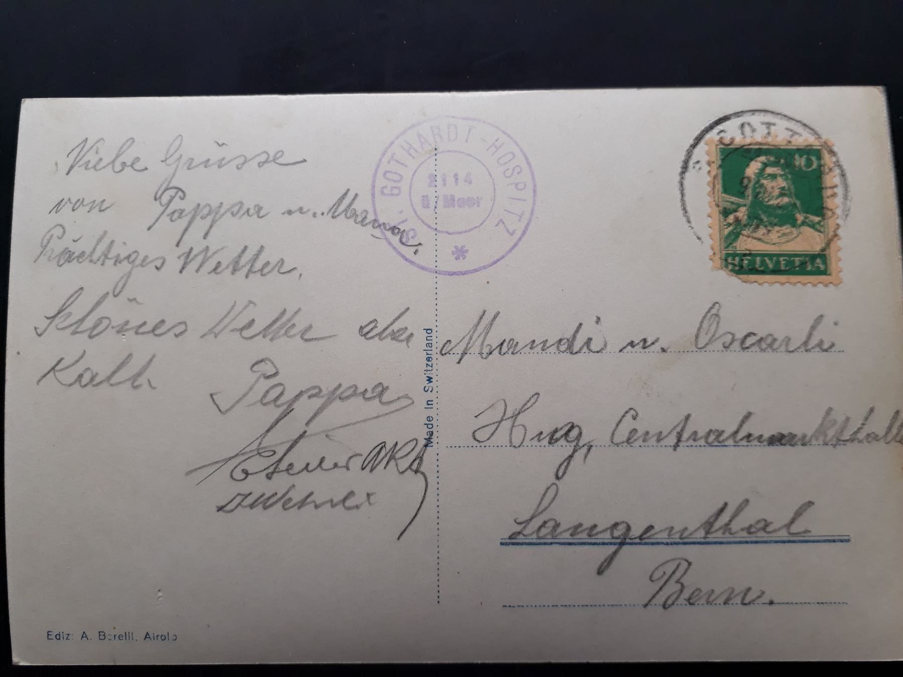 Cartoline postali: AK Gotthardhospiz – Usato da Herzogenbuchsee venduto da Herkules9 1