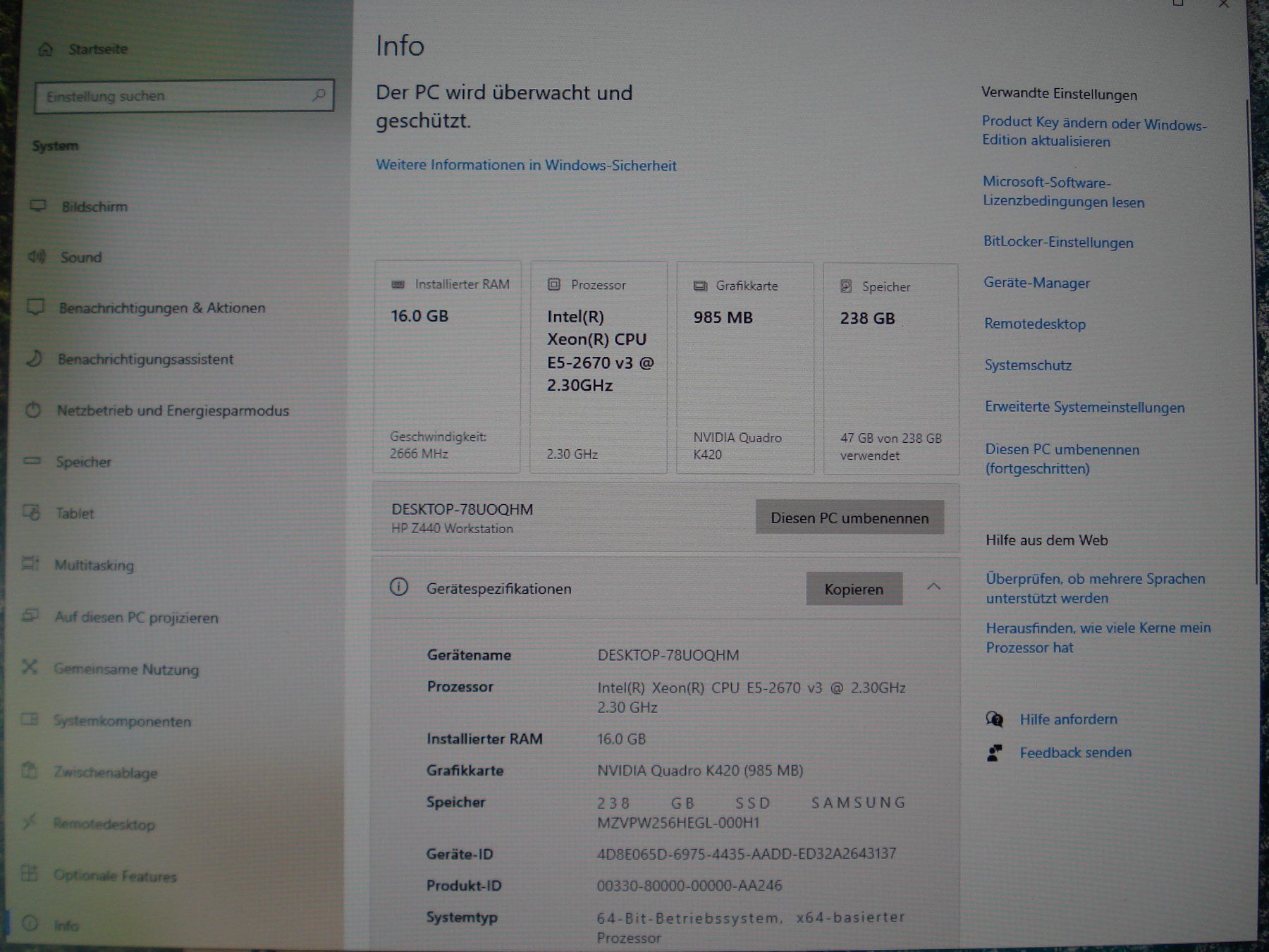 Hewlett Packard PC: HP Z440 Midi Tower 12Kern CPU – Usato da Sirnach venduto da Cookie03 3
