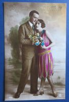 Romantische Vintage Postkarte, Liebespaar, sag mir doch...