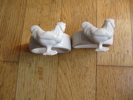 Serviettenringe, 2 Stück Porzellan, Hahn Serviettenhalter