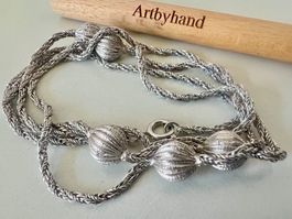 Vintage Silber Longkette 80cm mit 5 Silberkugeln  - 33 g