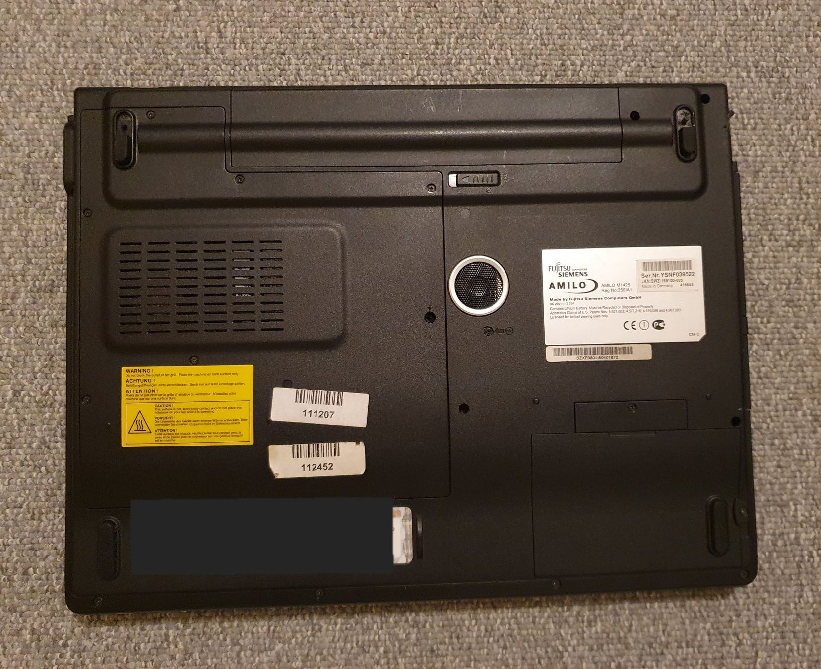 Fujitsu Notebooks: Fujitsu Amilo M1425, Antix Linux, mit Netzteil, beschädigt – Gebraucht aus Winterthur von E-Frosch 2