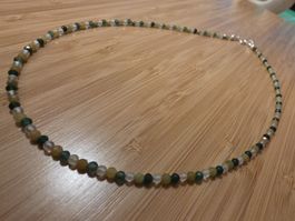 Halskette Bergkristall, Jade, Aventurin 45,5cm. / ⌀3mm.