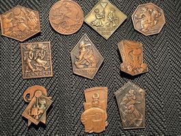 Basler Fasnachtsplaketten Set 1930-1939 Kupfer