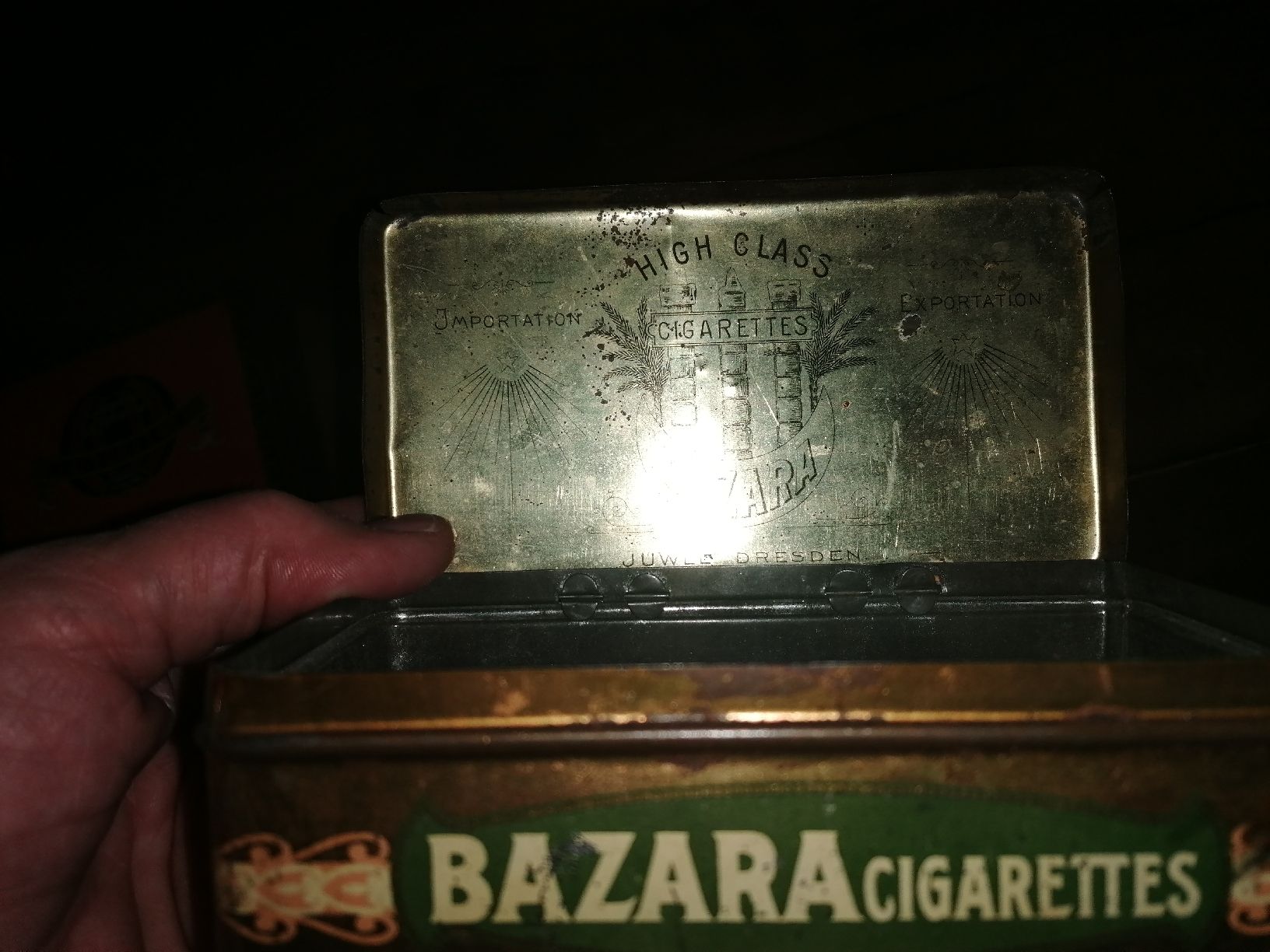 Tabacchi: Antike Blechdose Bazara 100 Zigaretten. Ca. 1910-20 – Usato da Zürich venduto da Tin4Life 5