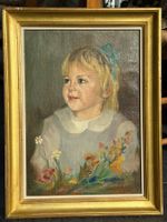 Ölbild „Mädchen mit Blumen", Felice Caplane signiert 1974