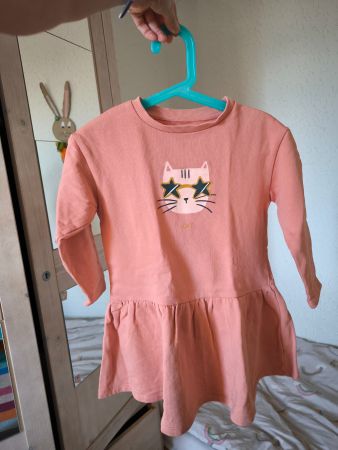 Robe sweat Vertbaudet rose motif chat taille 110 cm