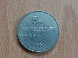 5 CHF Franken | Gedenkmünze Helvetica 1990 Gottfried Keller