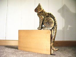 Tiger Katze Kantenhocker Deko Holz Figur Unikat bemalt E)