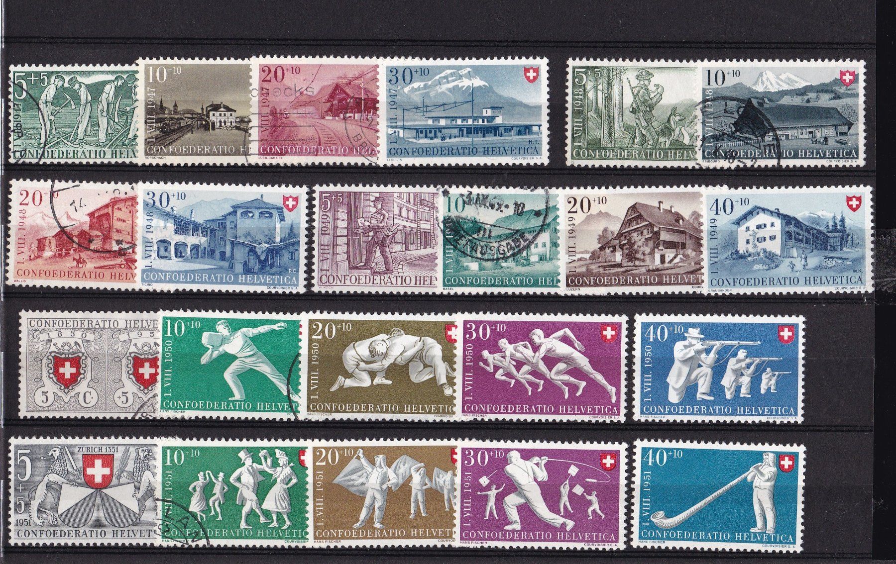 Tutti i francobolli: Pro Patria Briefmarken Lot ab 1938 – Usato da Münchwilen AG venduto da Nesar 1