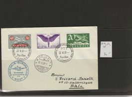 Enveloppe poste aérienne Zurich 1939 avec F4-F9-F12