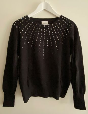 MAISON 123 Pull noir maille fine bijoux t.42 COMME NEUF