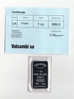 (1312) Silberbarren, 1 Unze, Valcambi, stgl, + Zertifikat