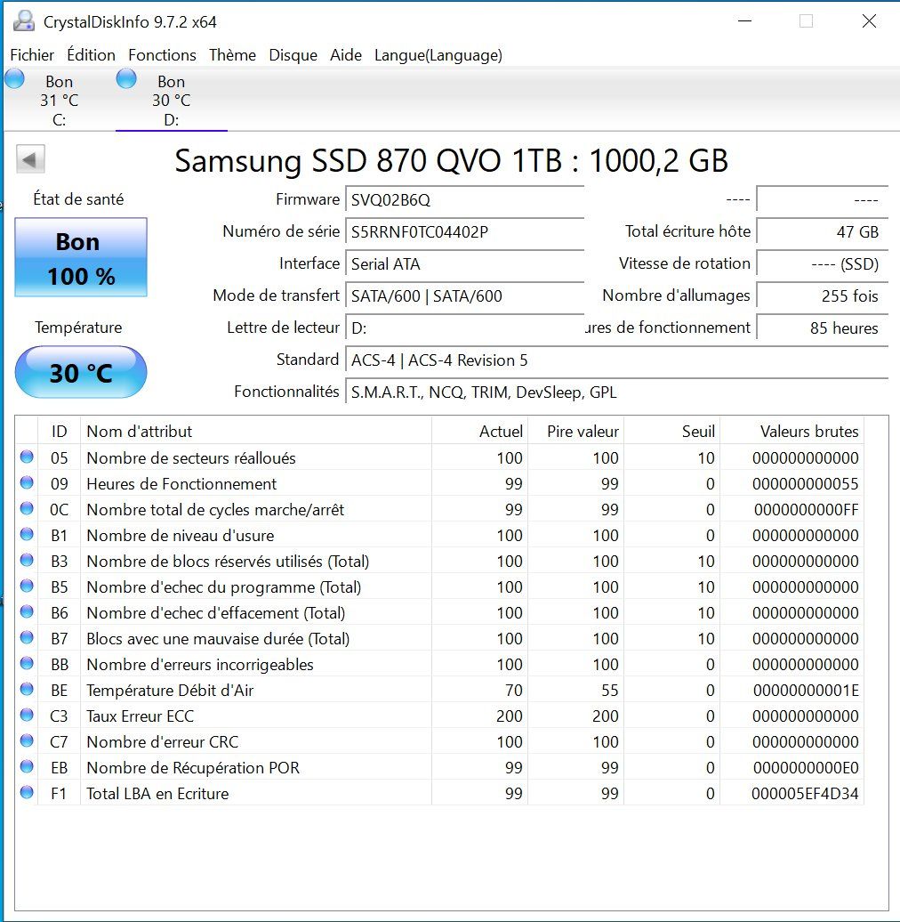 Samsung Disques durs: Samsung 870 QVO – D'occasion à Lausanne par syrinks 1