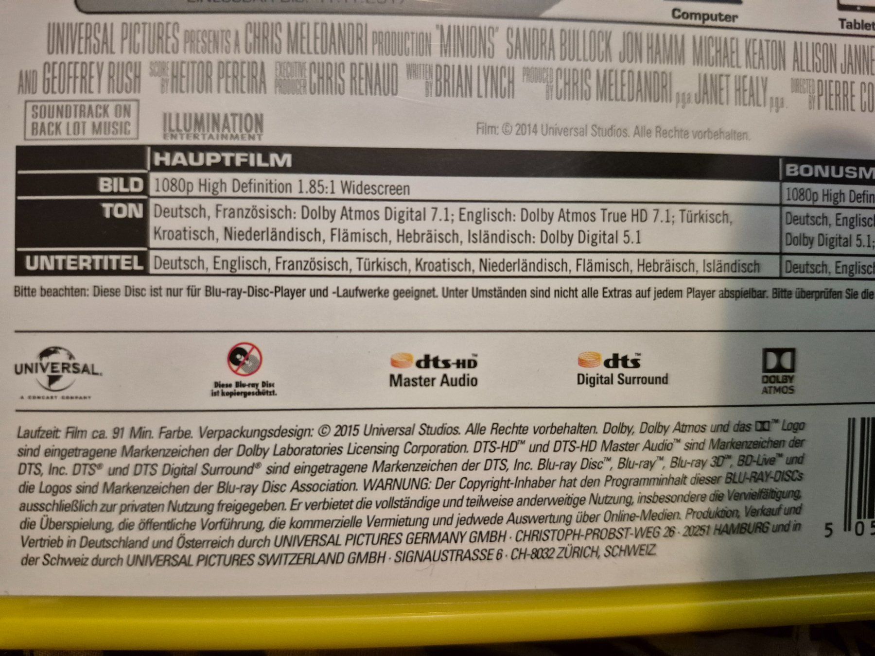 Tutti i DVDs: Minions – Nuovo (secondo la descrizione) da Möriken AG venduto da Vandine 1