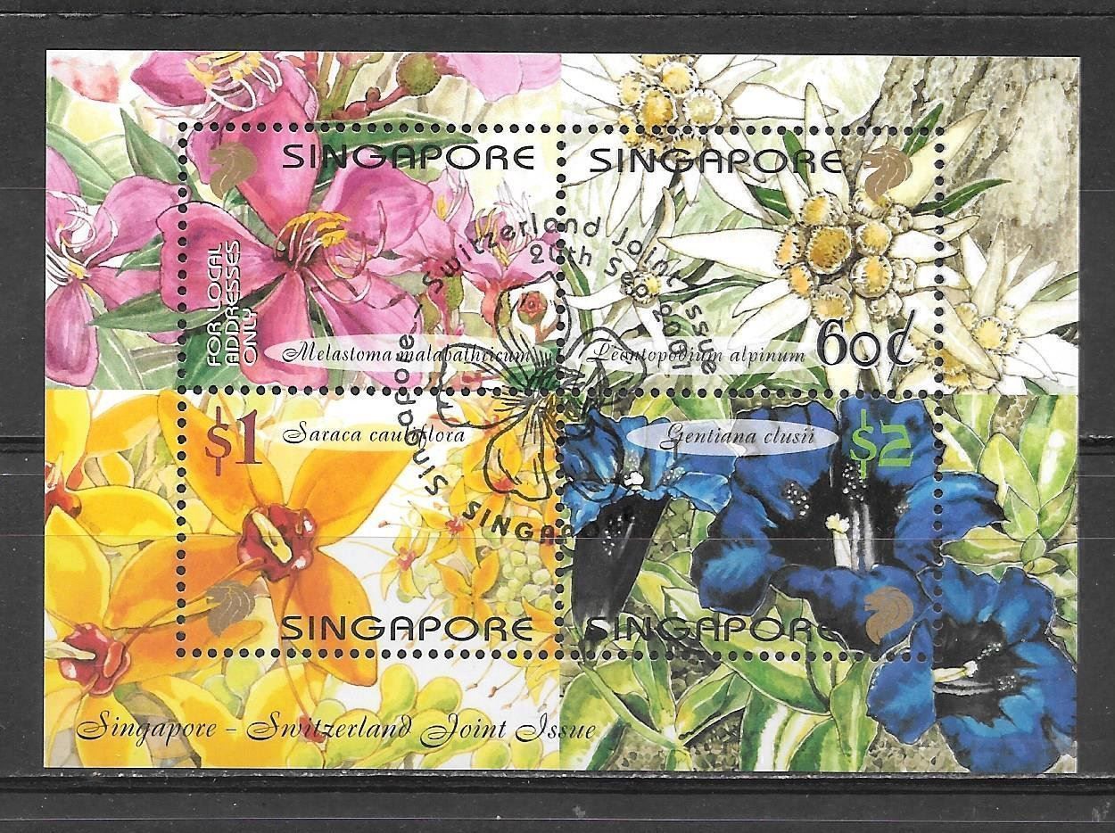 Tutti i francobolli: Singapur Sonderblock Blumen ET 20.9.2001 – Nuovo (secondo la descrizione) da Olten venduto da clotaldi