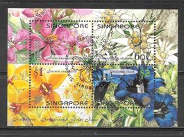 Singapur Sonderblock Blumen ET 20.9.2001