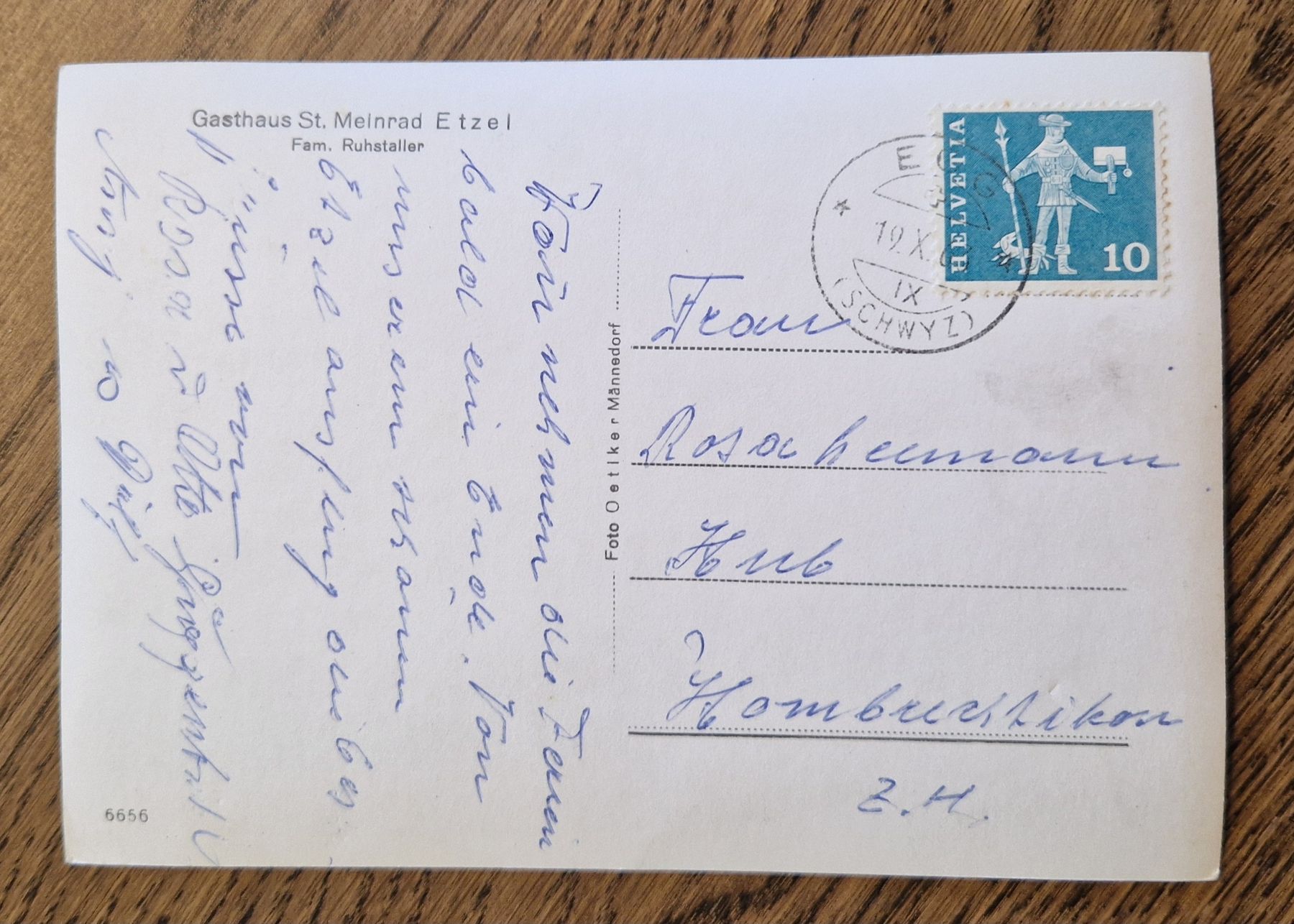Cartoline postali: Gasthaus St. Meinrad, Etzel 1966 – Usato da Ebikon venduto da Donar50 1