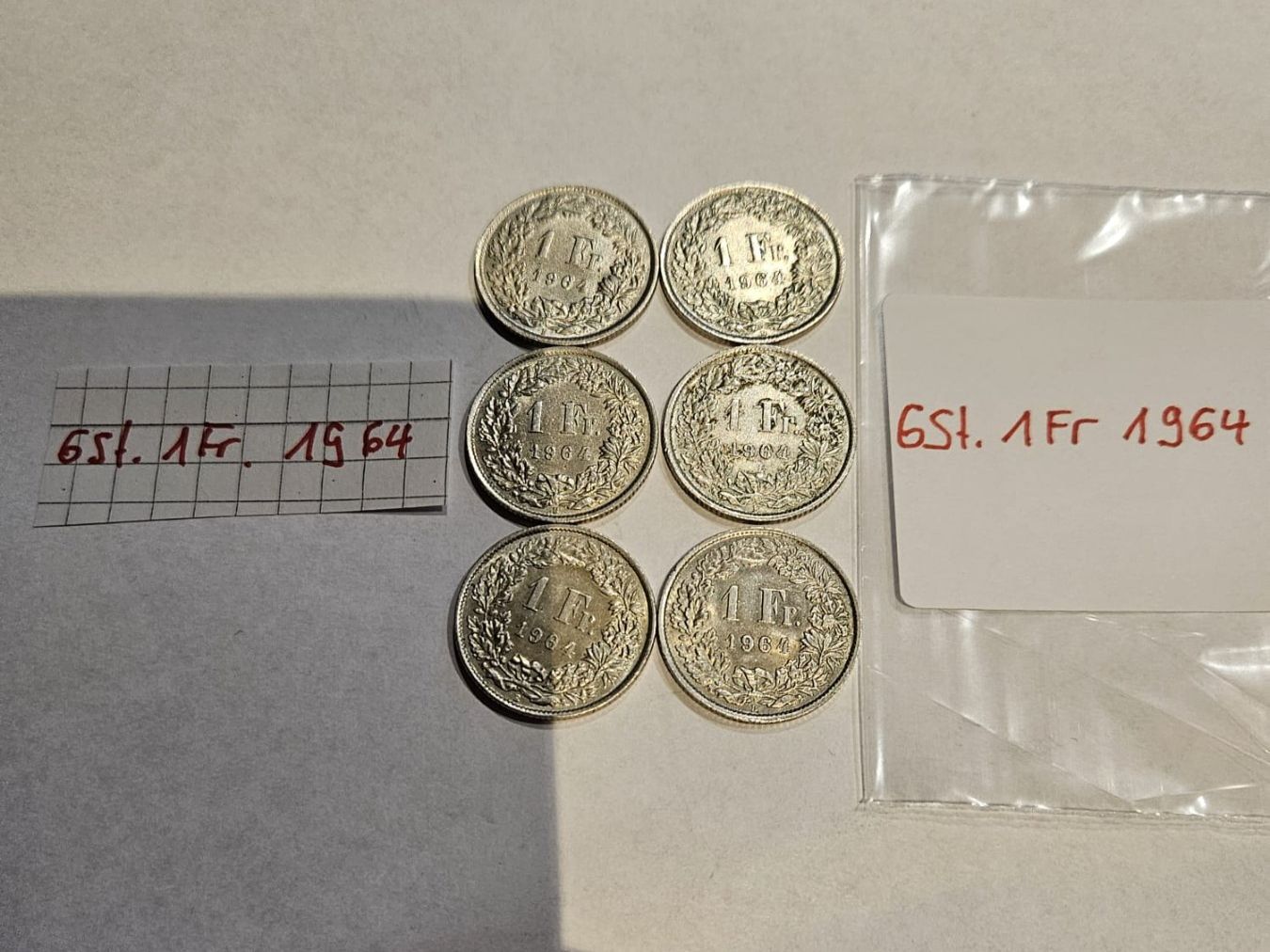 Tutti le monete: Einfränkler Set 6 Stück, 1964 – Usato da Grächen venduto da Hel7890