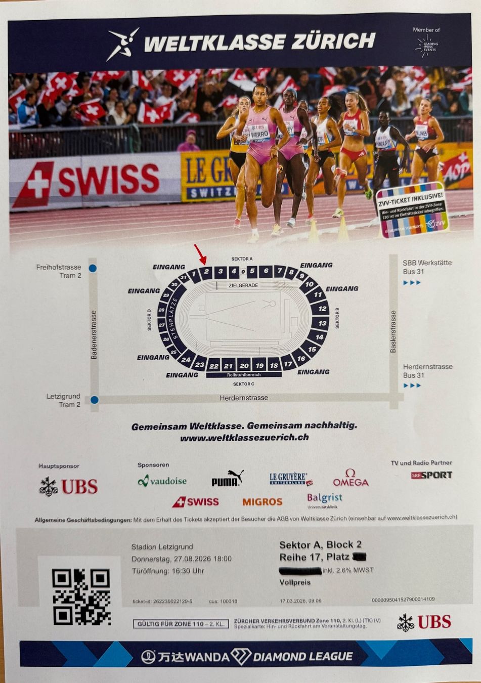 Biglietti: Sitzplatz-Ticket Weltklasse Zürich – Nuovo e nell'imballaggio originale da Hünenberg venduto da Tantum69