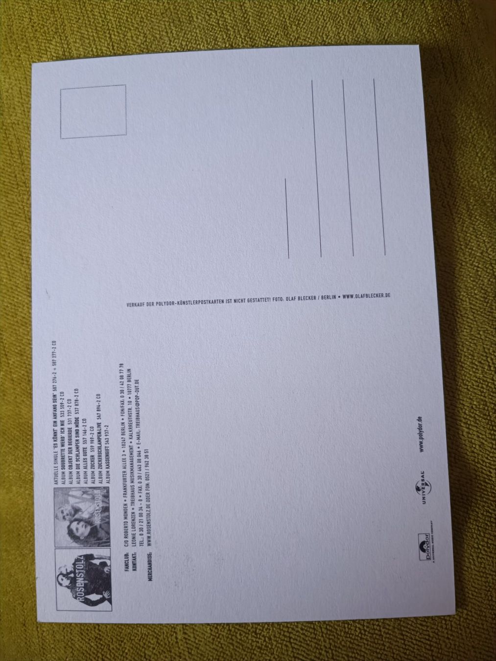 Autogramme: Rosenstolz - handsignierte Autogrammkarte – Gebraucht aus Menziken von Artographs 1