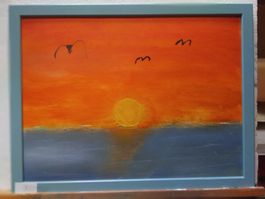Oelgemälde 33cm x 43 Kunststoffwechsrahmen   Sonnenuntergang