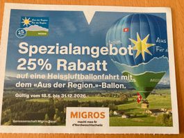 Ballonfahrt Gutschein  Nordwestschweiz- 25% Rabatt