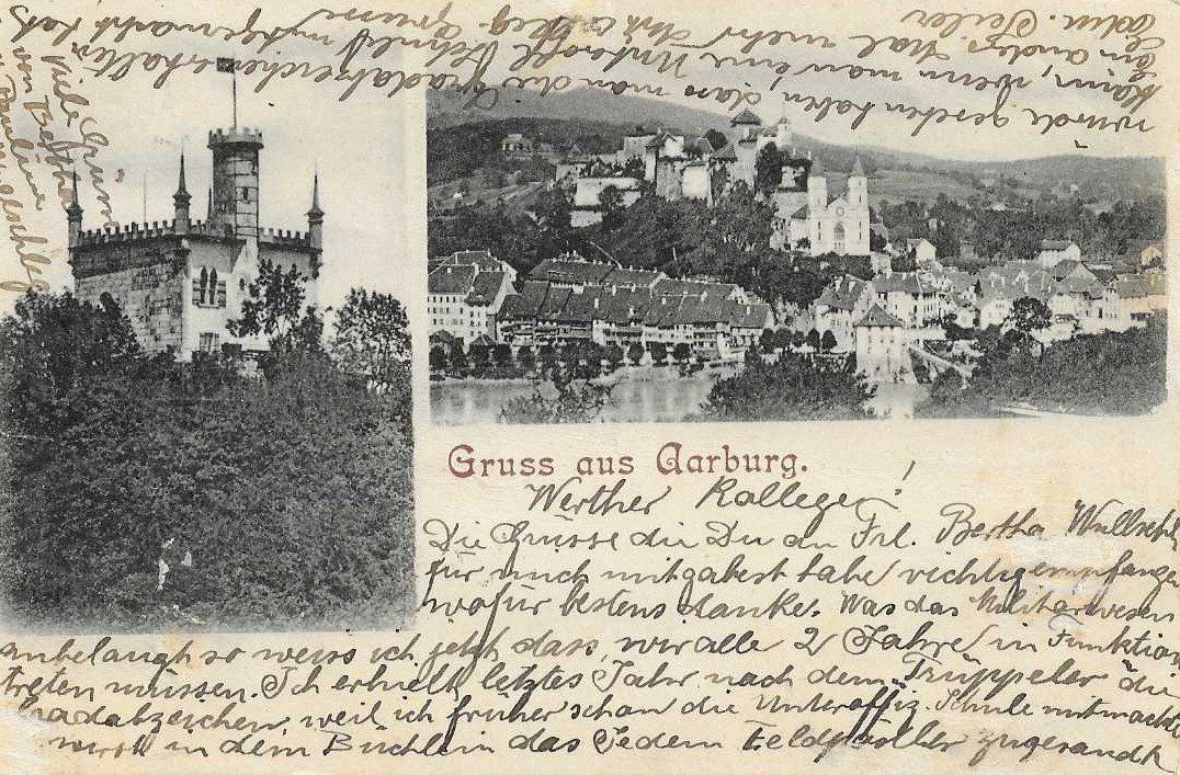 Ansichtskarten: AK AARBURG 1902 2 BILDER – Gebraucht aus Schlossrued von Aronliam