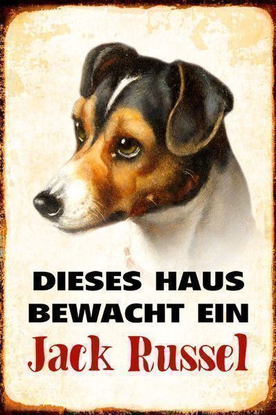 Insegne: Blechschild-JACK RUSSEL-DIESES HAUS BEWA – Nuovo e nell'imballaggio originale da Rupperswil venduto da big-one-sale