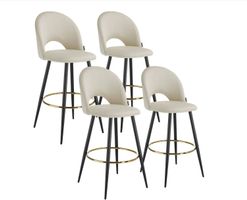 4er Set Barstuhl Barhocker Sachel creme/schwarz
