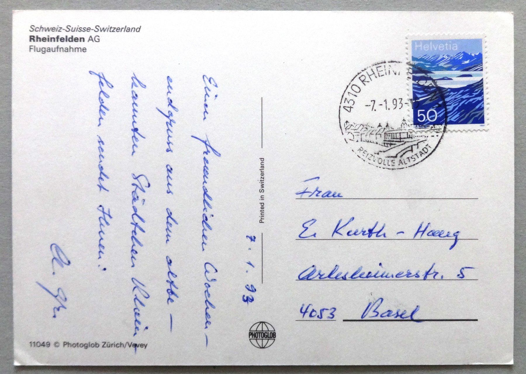 Cartoline postali: Rheinfelden AG, Flugaufnahme – Usato da Fétigny venduto da Billy2miny 1