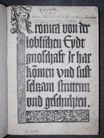 ETTERLIN,KRONICA VON DER LOBLICHEN EYDTGNOSCHAFT,1507,RAR