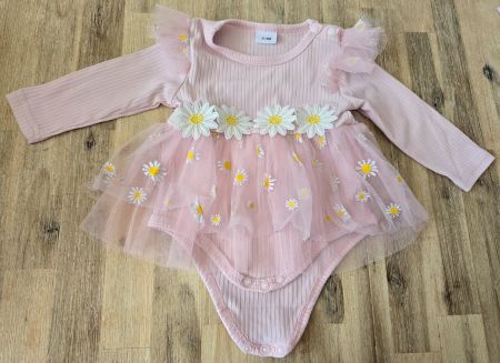 Bodykleid rosa mit Gänseblümchen Grösse 0-3 M