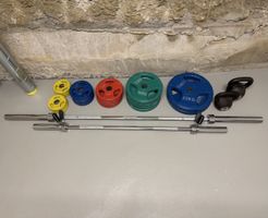 Set Kettlebells + Hantelscheiben + Langhantel-Set - Fitness 