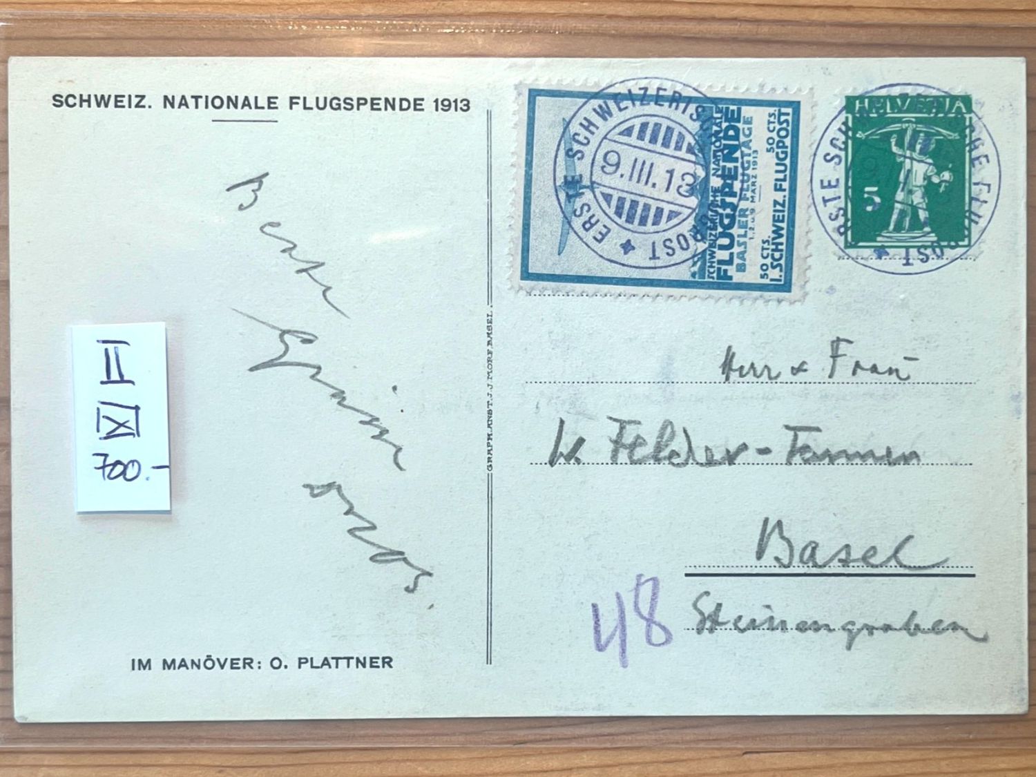 Tutti i francobolli: Schöner Flugpostvorläufer II Basel auf Postkarte – Usato da Bern venduto da myrona