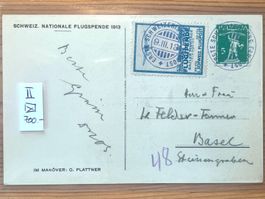 Schöner Flugpostvorläufer II Basel auf Postkarte