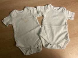 2 neue C&A Baby Bodys Gr. 56 kurzarm Sommer tiere weiss neu
