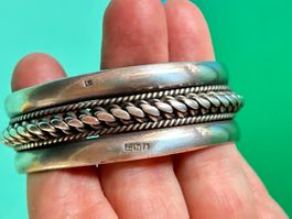 Silber Armspange massiv, Vintage