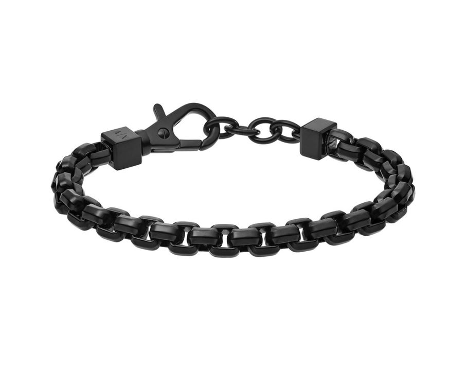 Rockyu Men's Lava Rock Bracelet – Double Strand Stainless Steel Chain, Black Lava Beads, Adjustable 7.3-9.1 Inch – Punk Style Gift - View #9